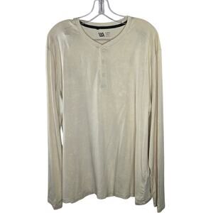Men's VRST Cream Long Sleeve Henley Top Size Large
